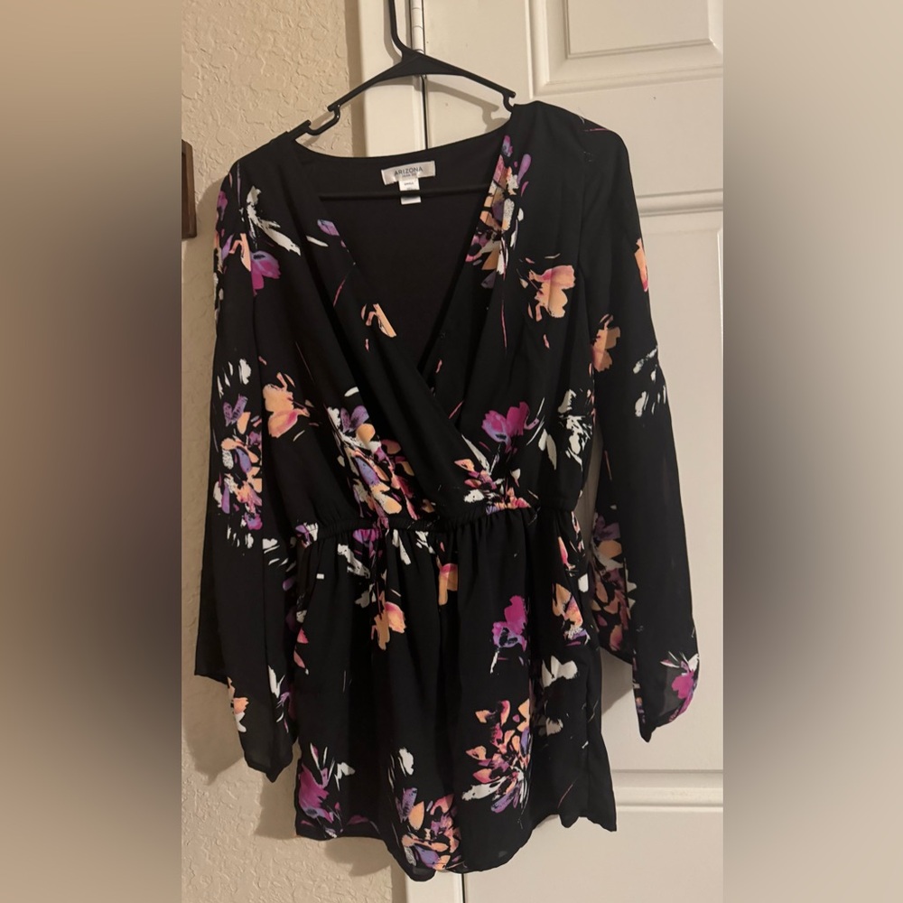 Arizona Jean Company Black Multicolor Floral Jumpsuit